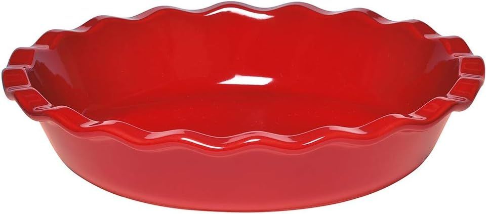 Burgundy Red Ceramic Fluted Edge Pie Dish, 9"