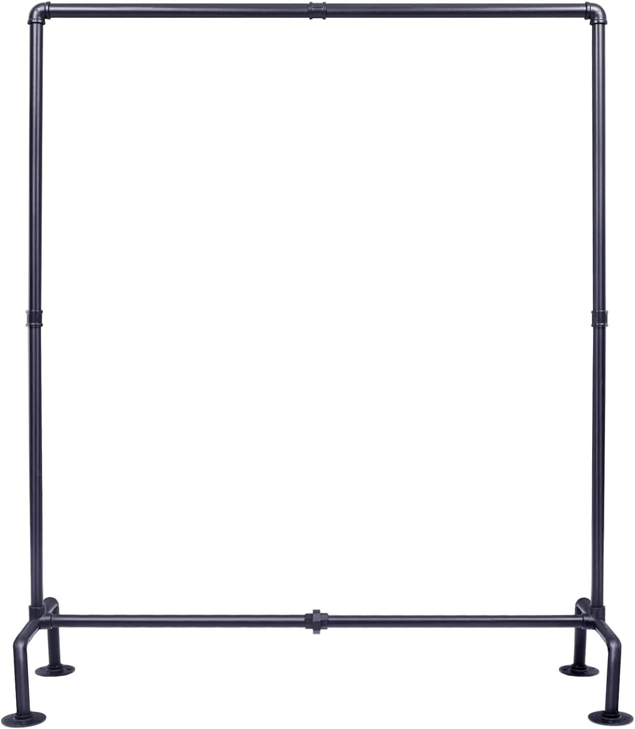 Black Industrial Pipe Freestanding Clothing Rack with Stable Feet