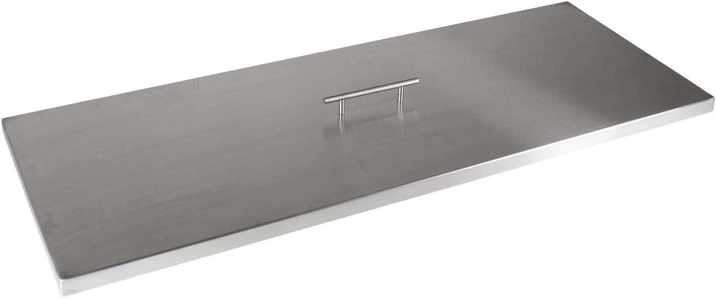 Stainless Steel Rectangular Fire Pit Cover with Handle, 39" x 15"