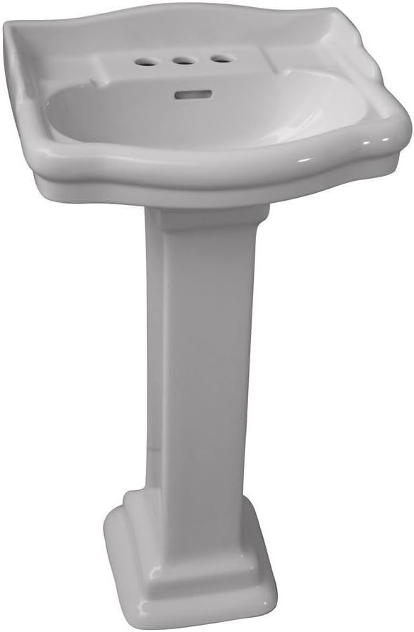 Elegant Beige Oval Ceramic Pedestal Sink with Traditional Charm