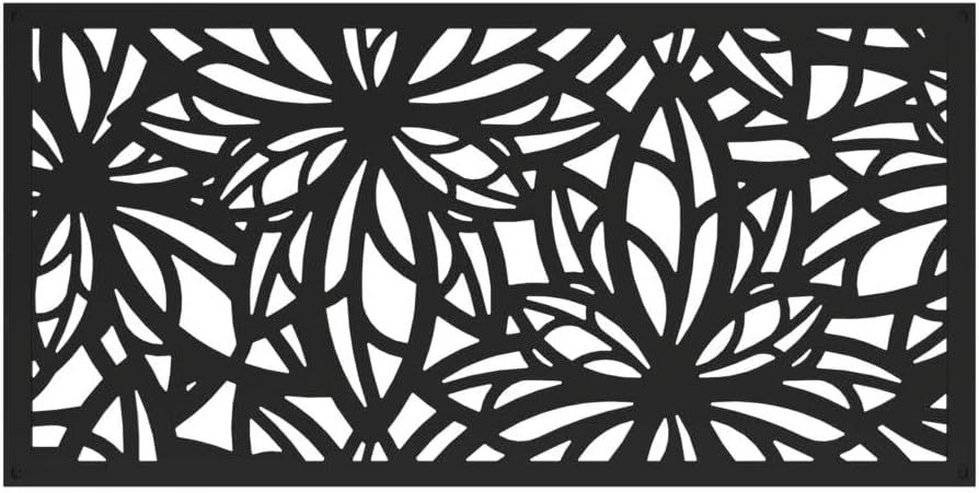 Freesia Black Decorative Screen Panel with Framed Lattice