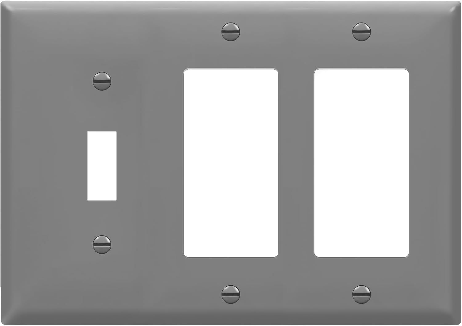 Gray Polycarbonate Three Gang Toggle and Decorator Switch Plate