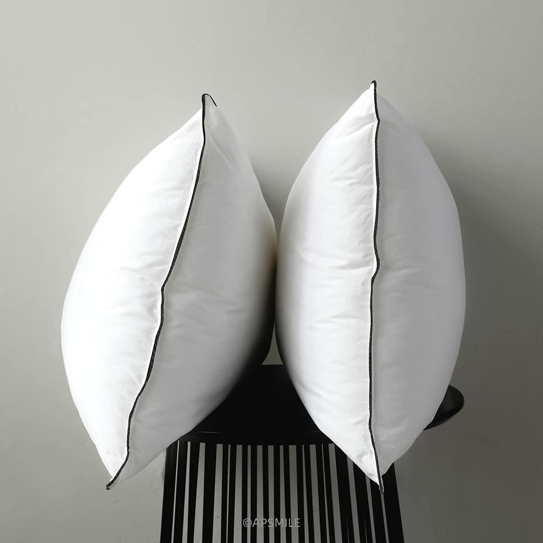 Standard White Cotton Feather Down Pillows Set of 2