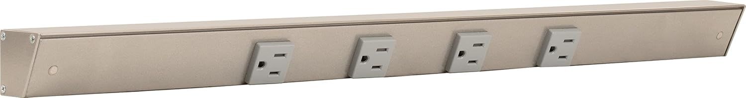 24-Inch Satin Nickel Angled Power Strip with 4 Outlets