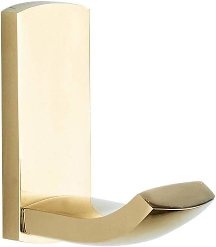 Polished Gold Brass Wall-Mounted J-Shaped Hook