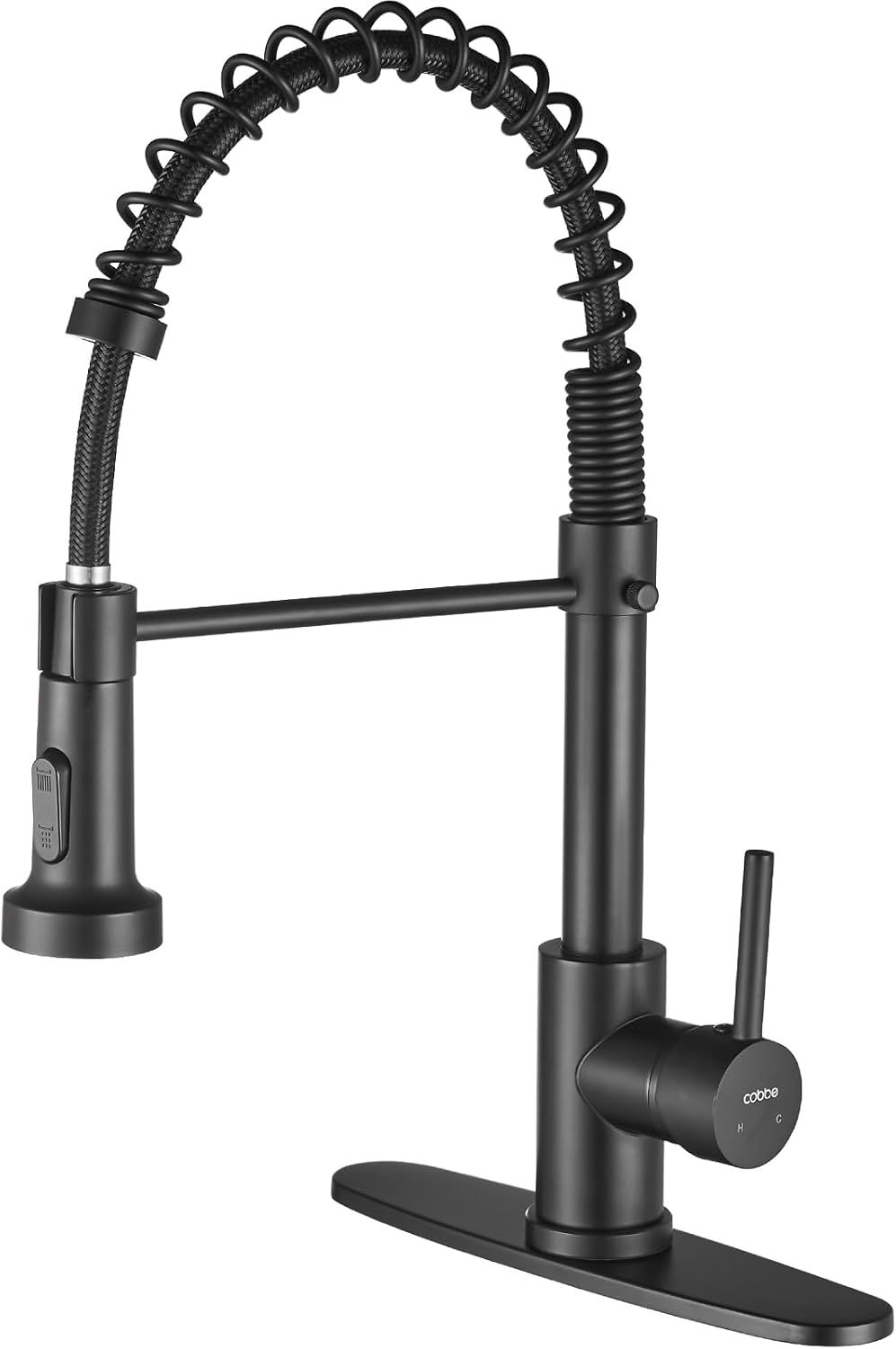 Black Stainless Steel High-Arc Kitchen Faucet with Pull-Out Spray