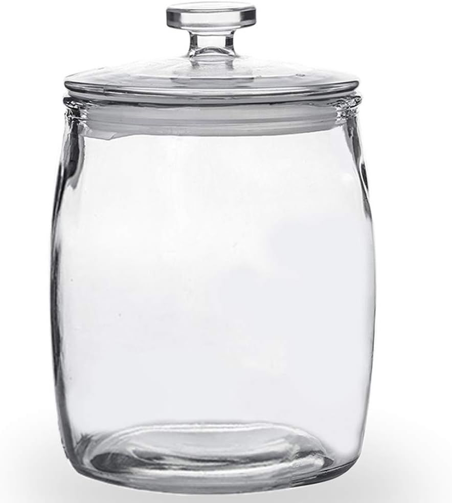 Clear Glass Wide Mouth Apothecary Jar with Lid, 0.5 Gallon