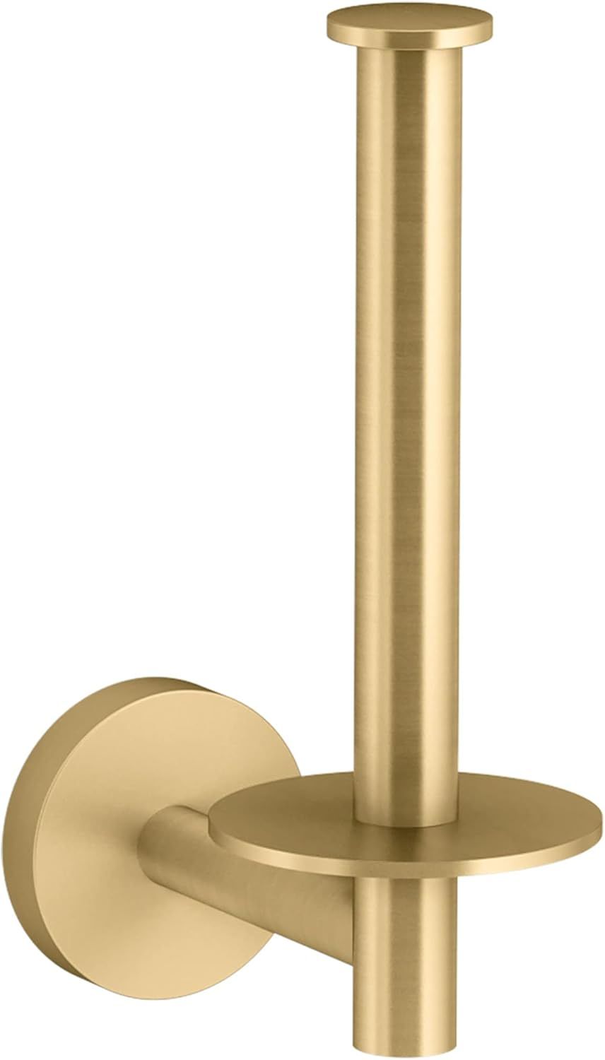 Vibrant Brushed Brass Vertical Toilet Paper Holder