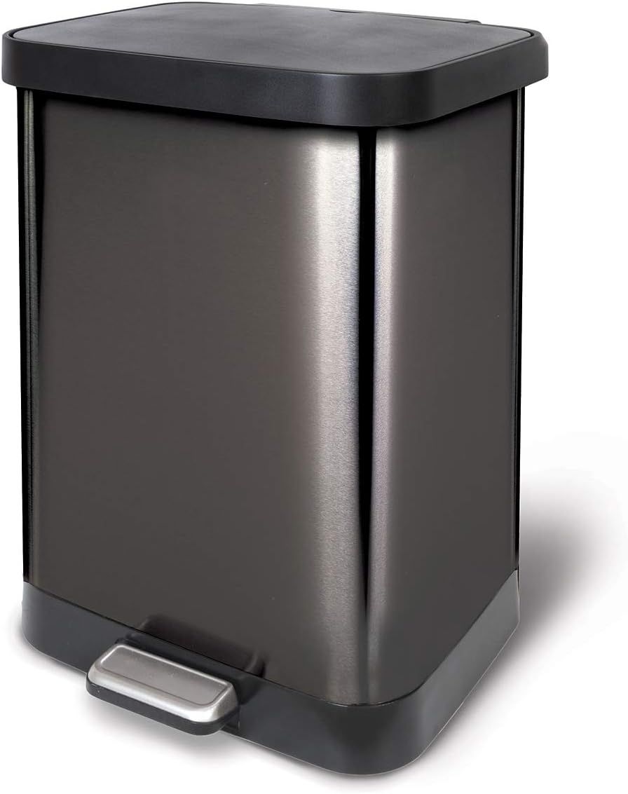 Gray Stainless Steel Step Trash Can with Pedal and Odor Protection