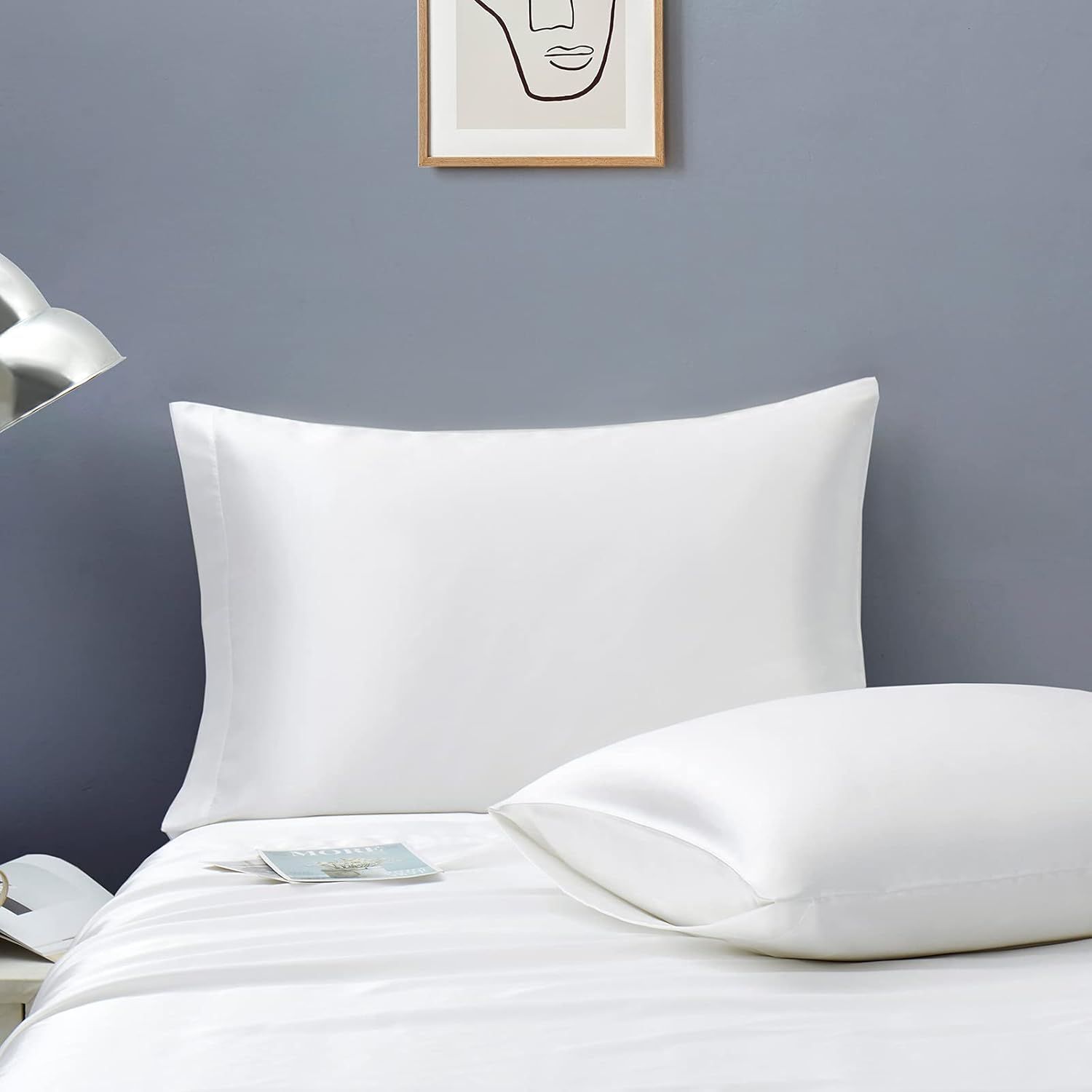 Ivory White King Size Satin Pillowcase Set