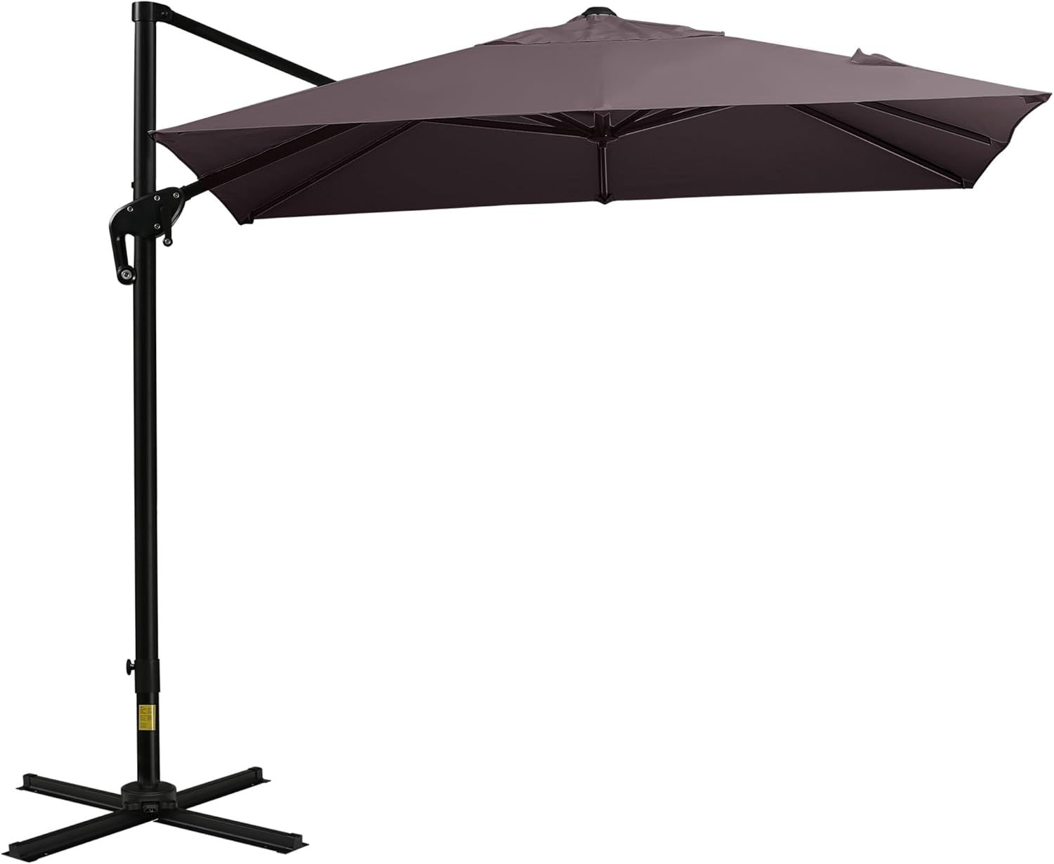 8FT Dark Brown Aluminum Cantilever Patio Umbrella with Cross Base