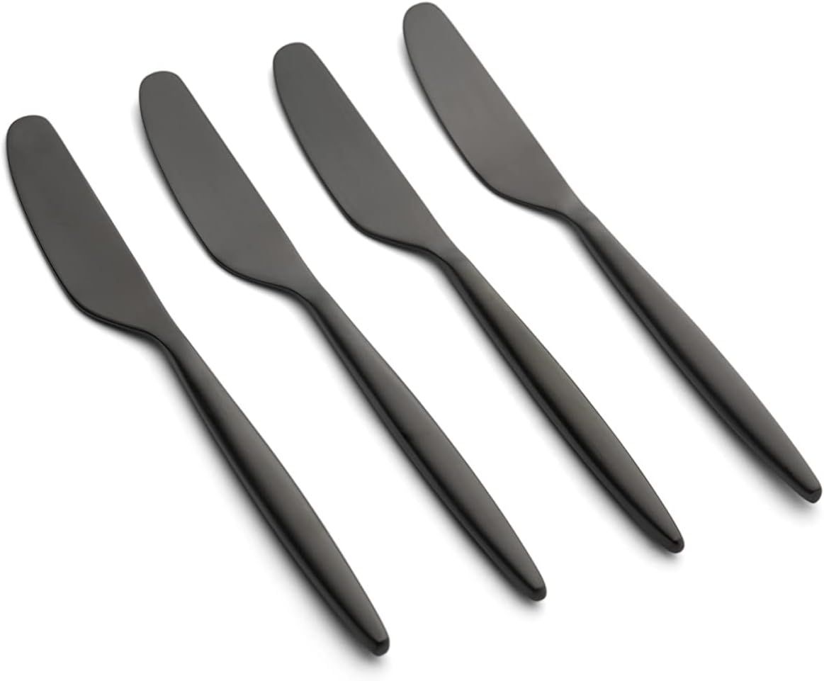 Black Stainless Steel Modern Spreader Knife Set of 4