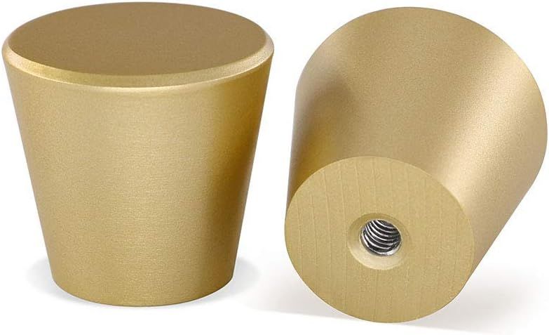 Round Brushed Brass Cabinet Knobs with Mounting Hardware, Set of 10