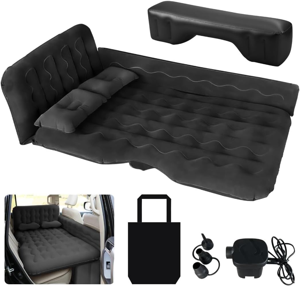 Black Inflatable Car Camping Air Mattress with Pump