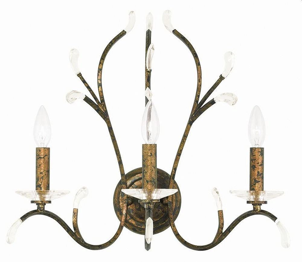 Serafina 3-Light Bronze Sconce with Clear Crystal Accents