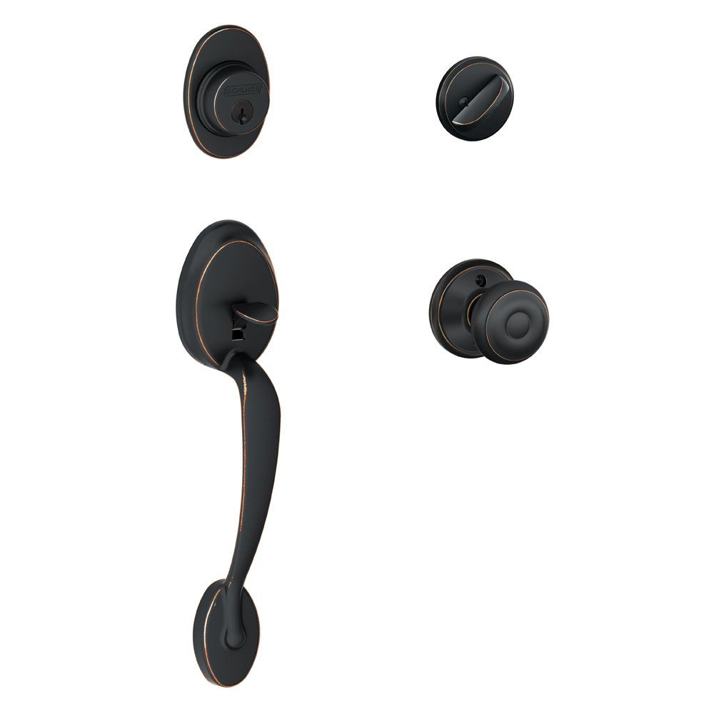 Aged Bronze Single Cylinder Handleset with Georgian Knob