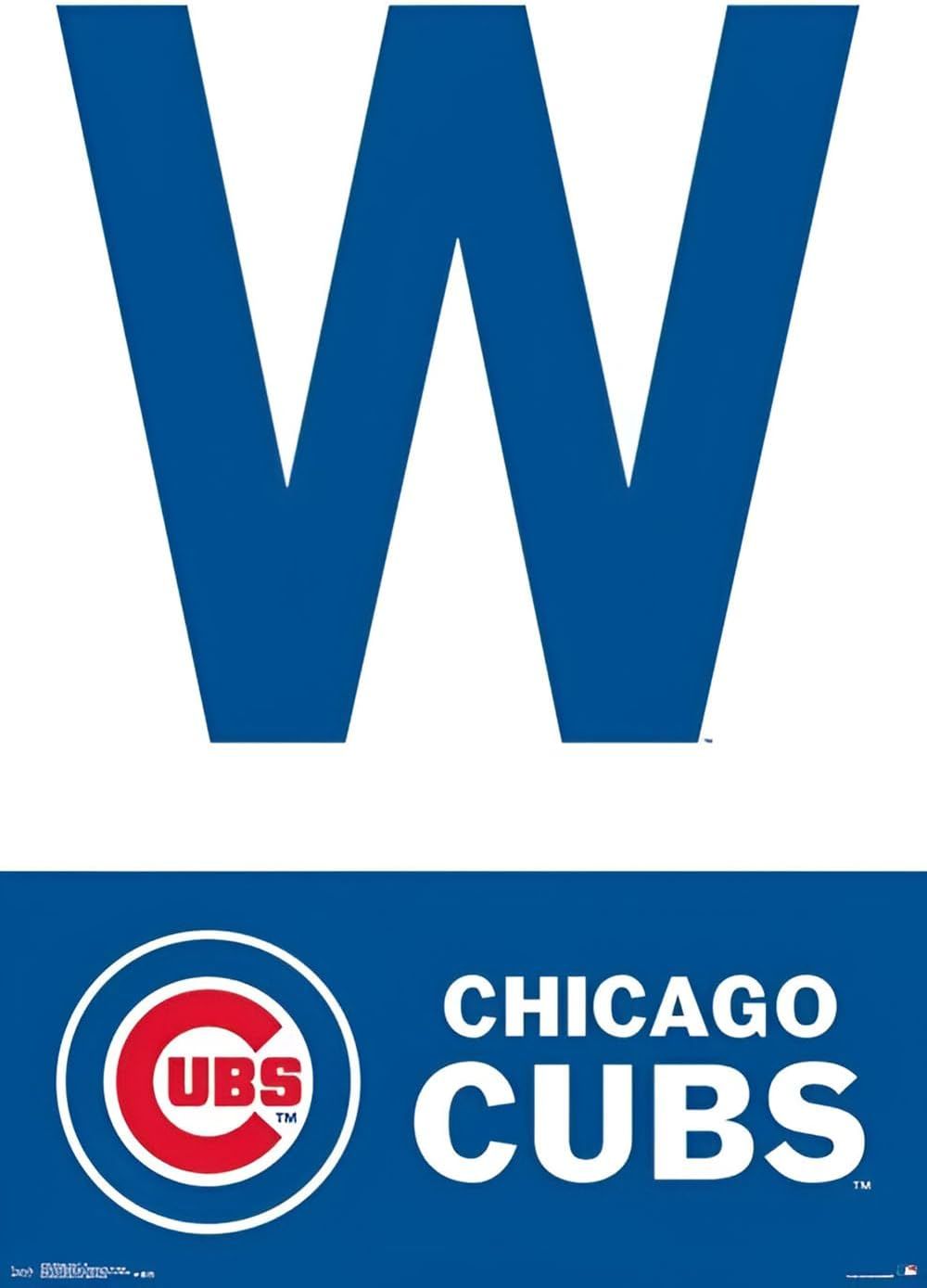 Chicago Cubs Blue and White 24 x 36 Inch Poster