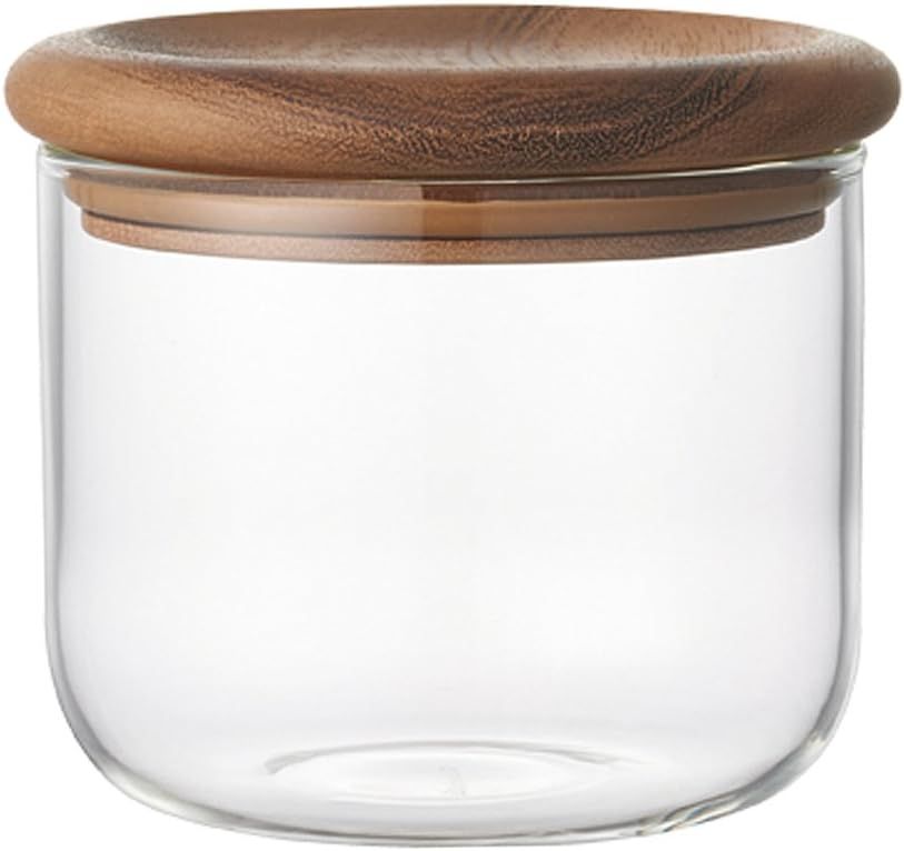 Small Clear Glass Canister with Acacia Lid