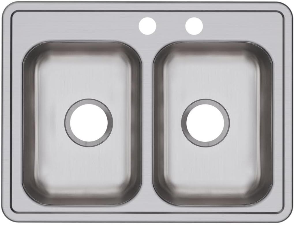25" x 19" Stainless Steel Double Bowl Drop-In Sink