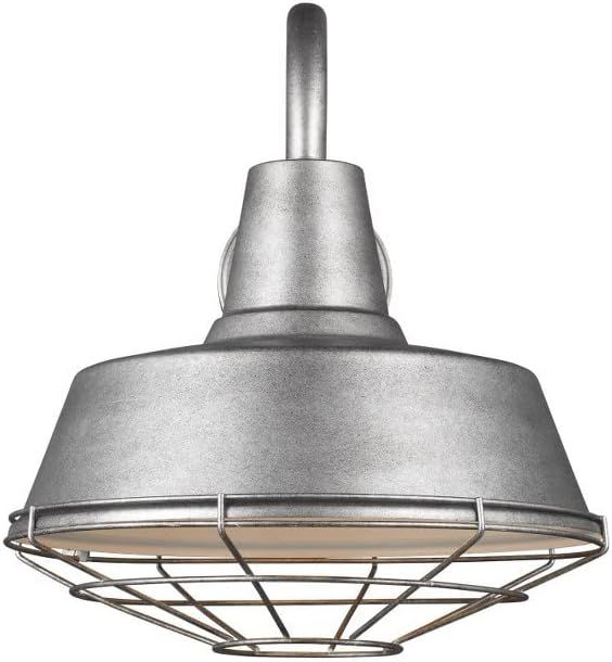 Large Weathered Pewter Aluminum Outdoor Barn Light Cage