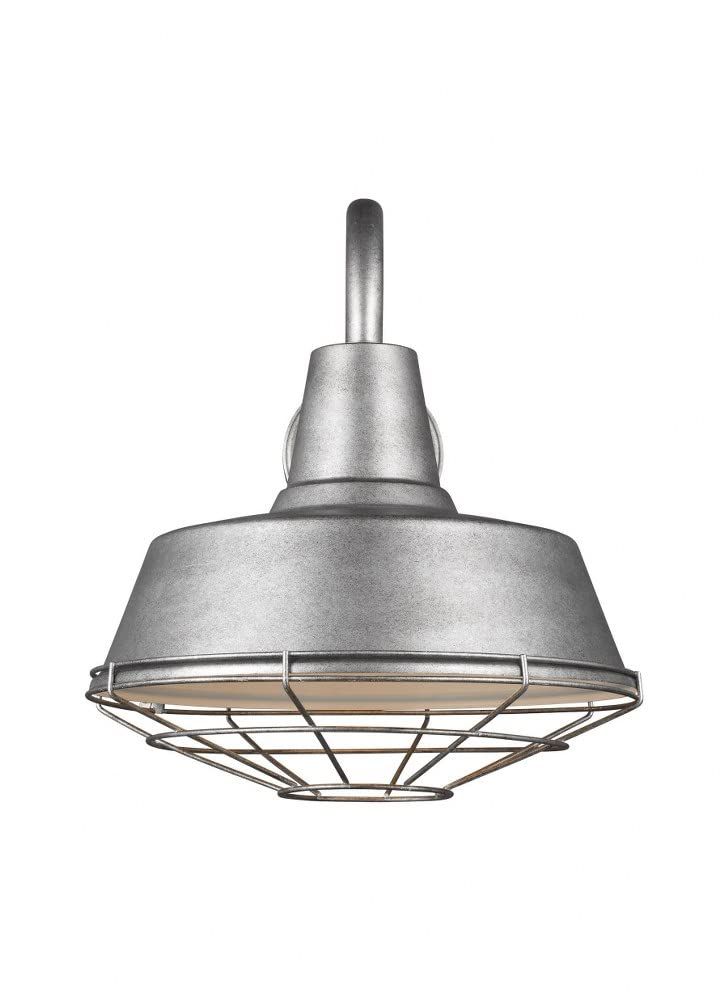 Large Weathered Pewter Aluminum Outdoor Barn Light Cage