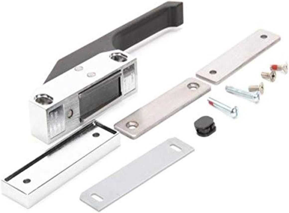 Intermetro Silver and Black Door Latch with Strike Plate