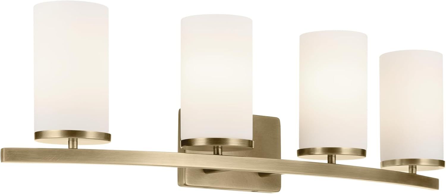 Natural Brass 4-Light Vanity with Satin Etched Opal Glass