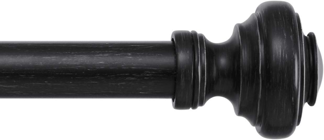 Mode Farmhouse Collection 1 1/8 in Diameter Curtain Rod Set with Porch Doorknob Finials and Steel Wall Mounted Adjustable Rod