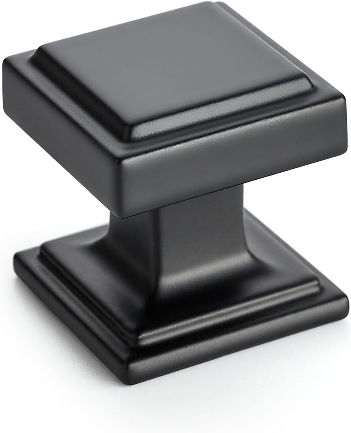 Matte Black Square Zinc Alloy Cabinet Knobs with Mounting Hardware