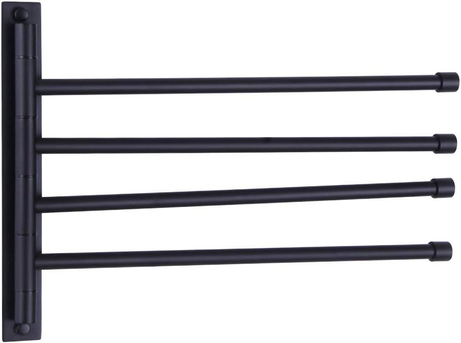 Matte Black Stainless Steel 4-Arm Swivel Towel Bar