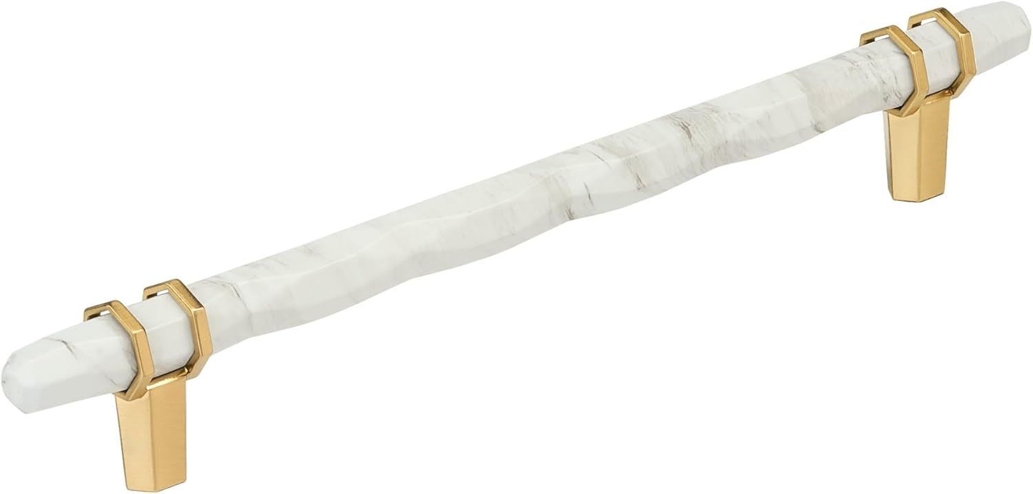 Marble White and Champagne Bronze 8" Cabinet Pull