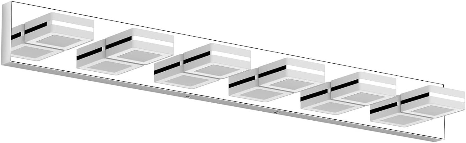 Modern Chrome 6-Light LED Vanity Fixture with Acrylic Shades