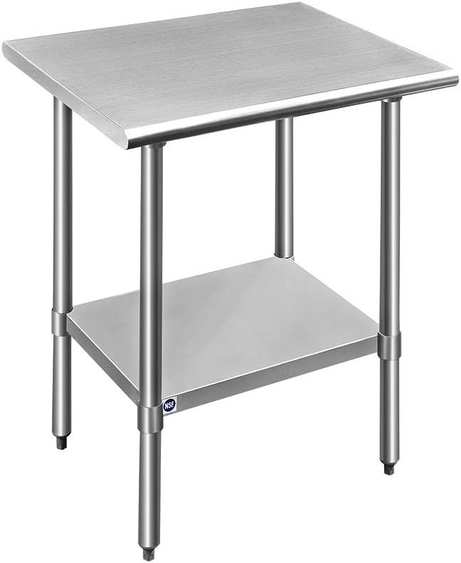 30x24 Inch Brushed Stainless Steel Rectangular Prep Table