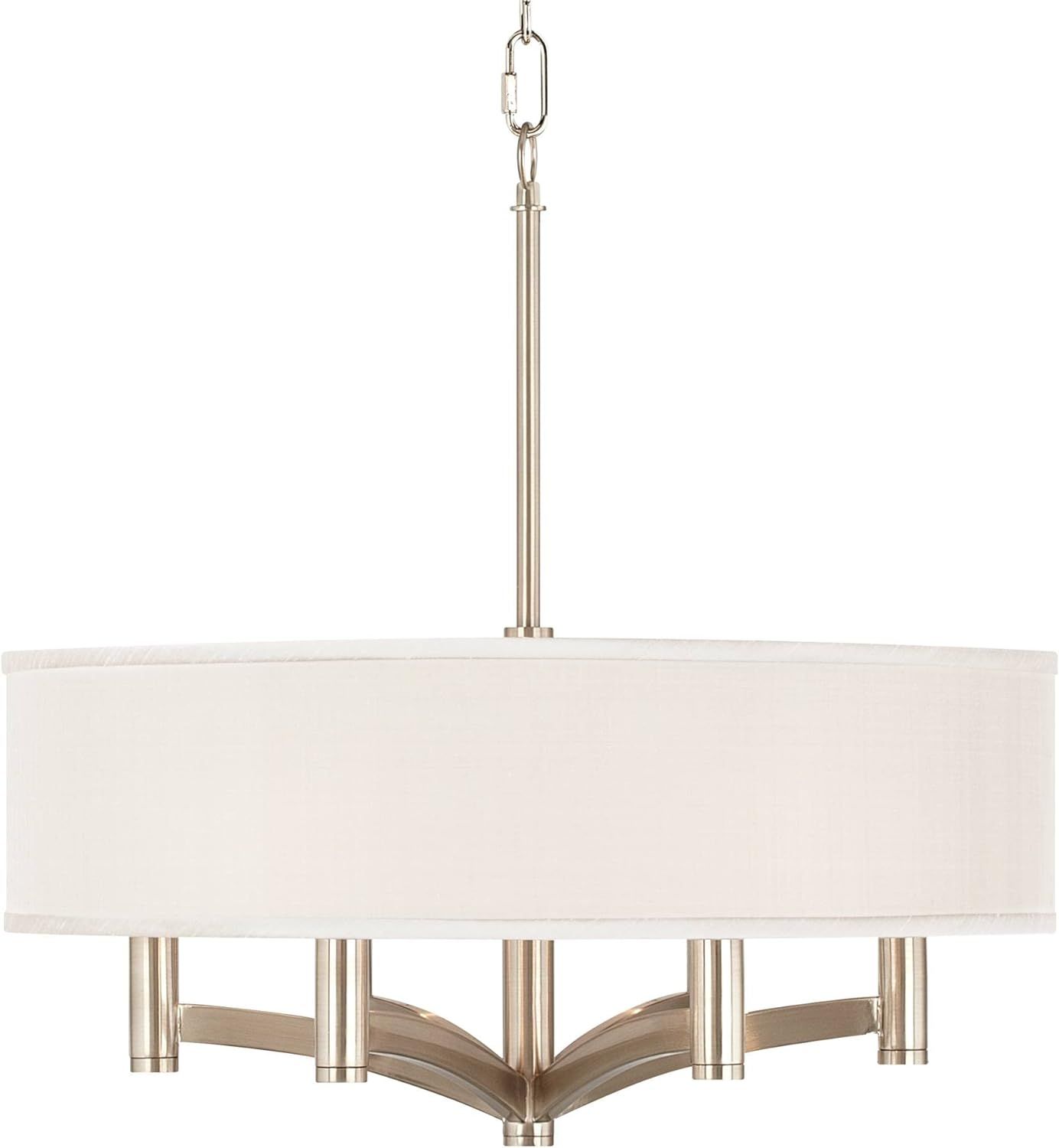 Brushed Nickel 20" Modern Cream Drum Shade Pendant Chandelier