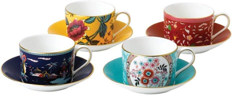 Wonderlust Multi-Color Bone China Teacup and Saucer Set