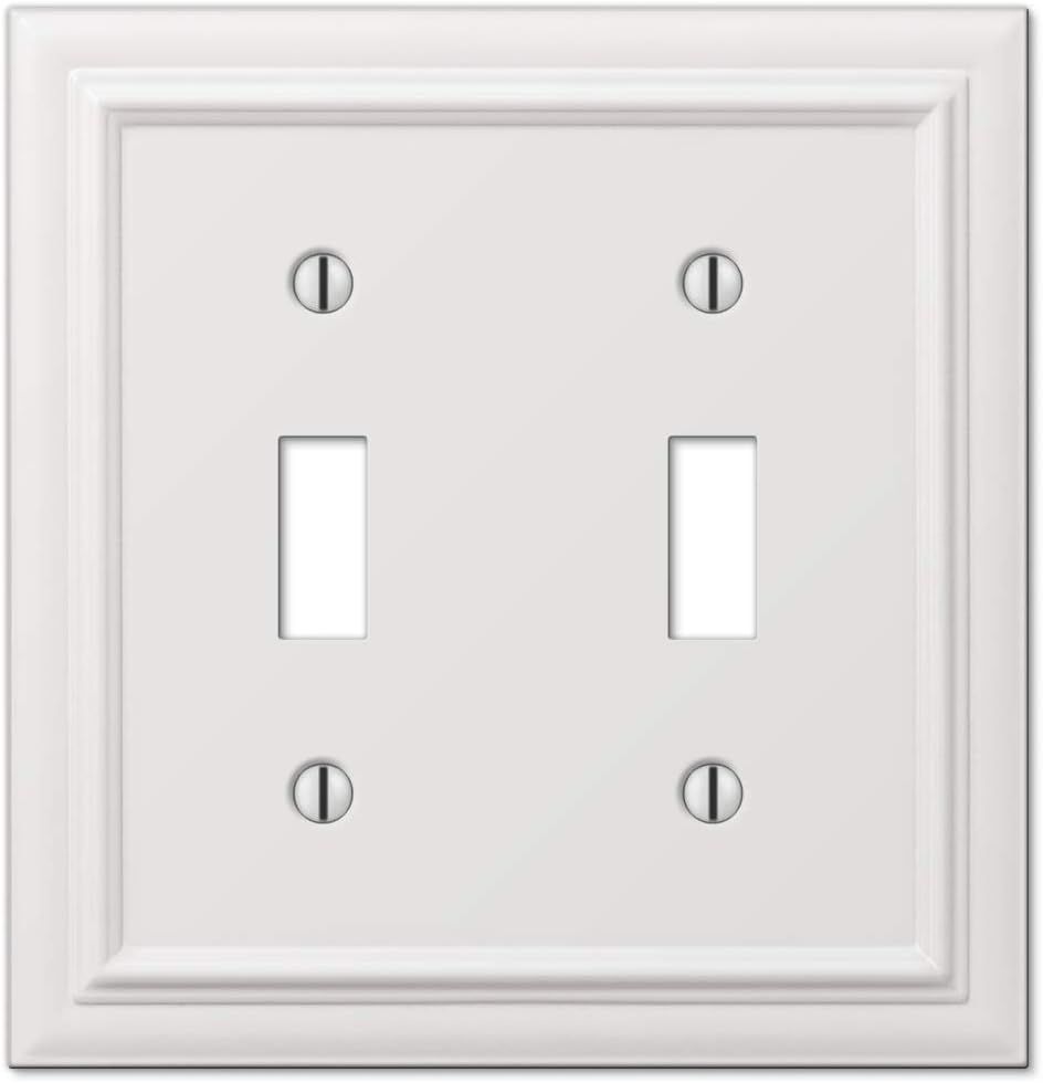 White Cast Metal 2-Gang Toggle Wall Plate