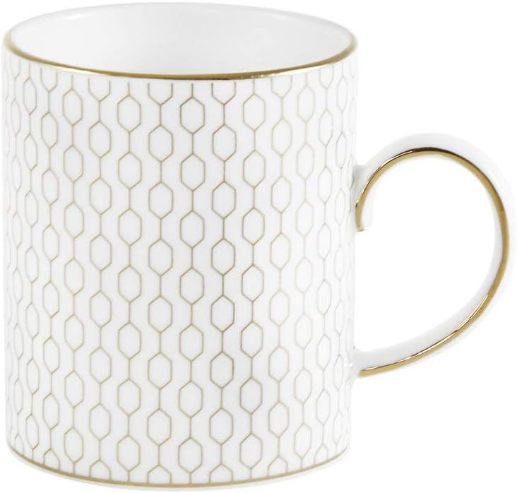 White and Gold Geometric Ceramic Mug