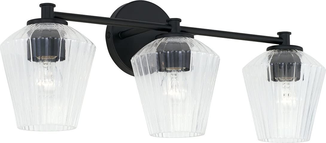 Aged Brass and Clear Glass 3-Light Vanity Fixture