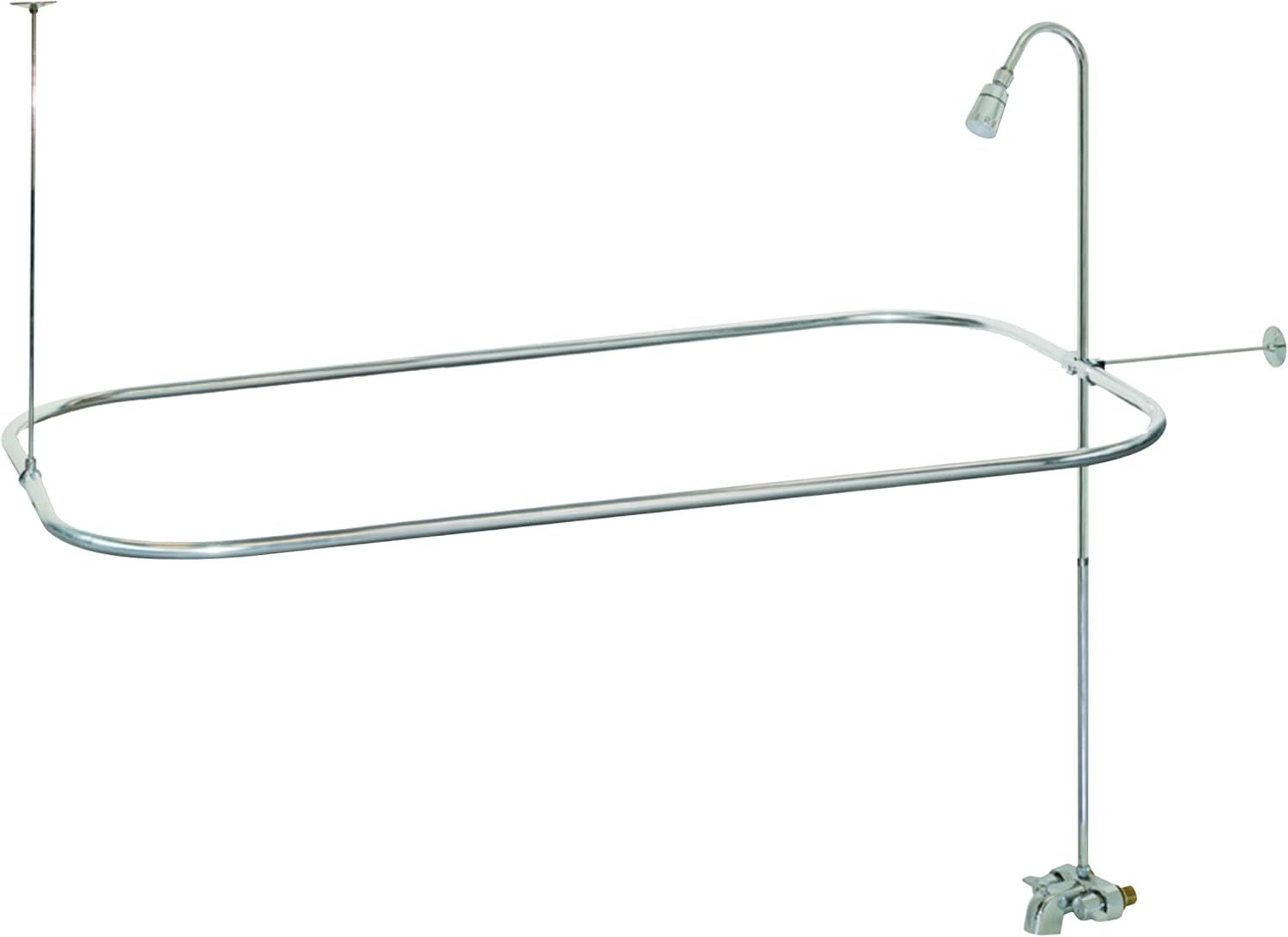 Chrome Freestanding Bathtub Shower Kit with Curtain Rod