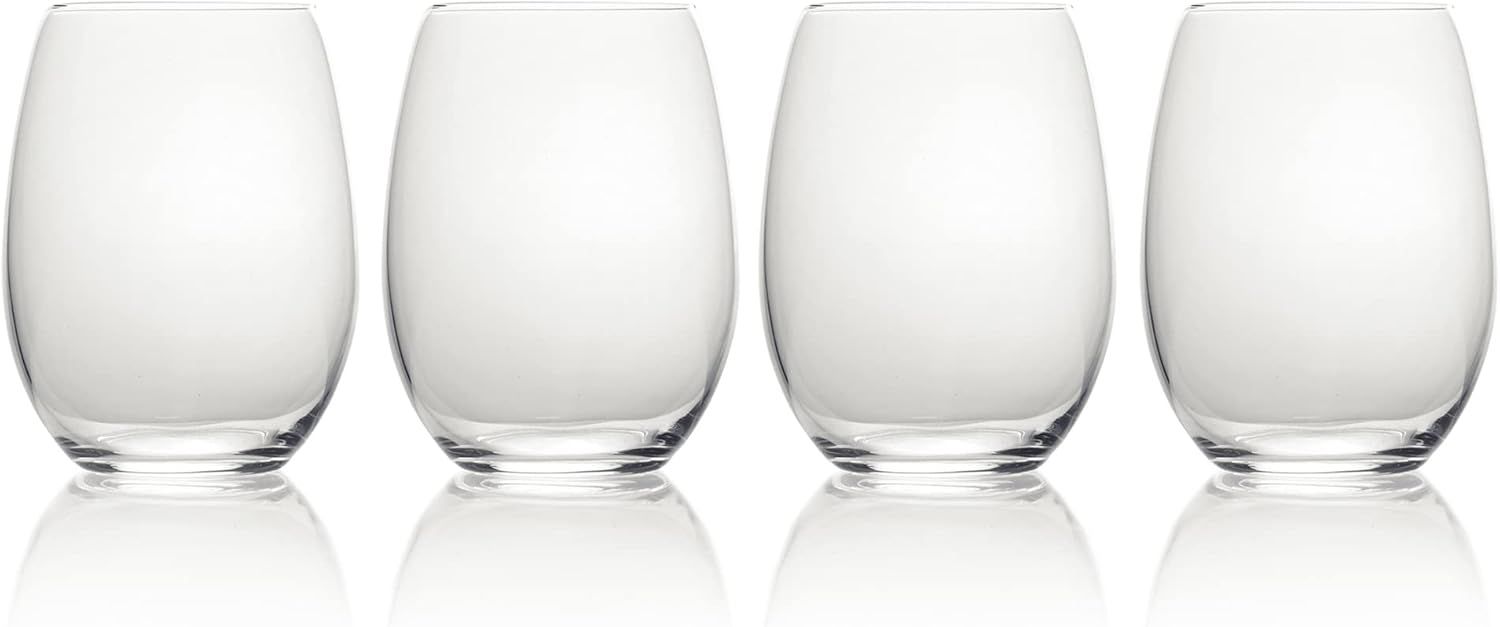 Mikasa Clear European Crystal Stemless Wine Glass Set