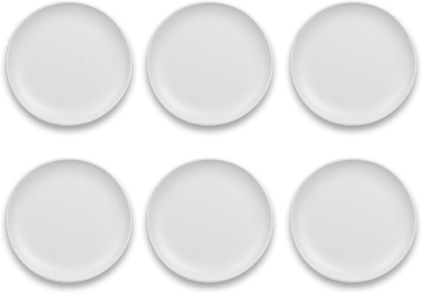 White Melamine Chip-Resistant Salad Plates, Set of 6