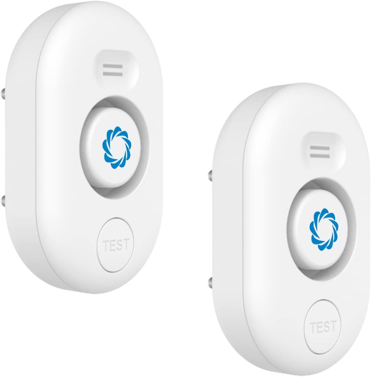 White Adjustable Water Leak Detectors with Battery, 2-Pack