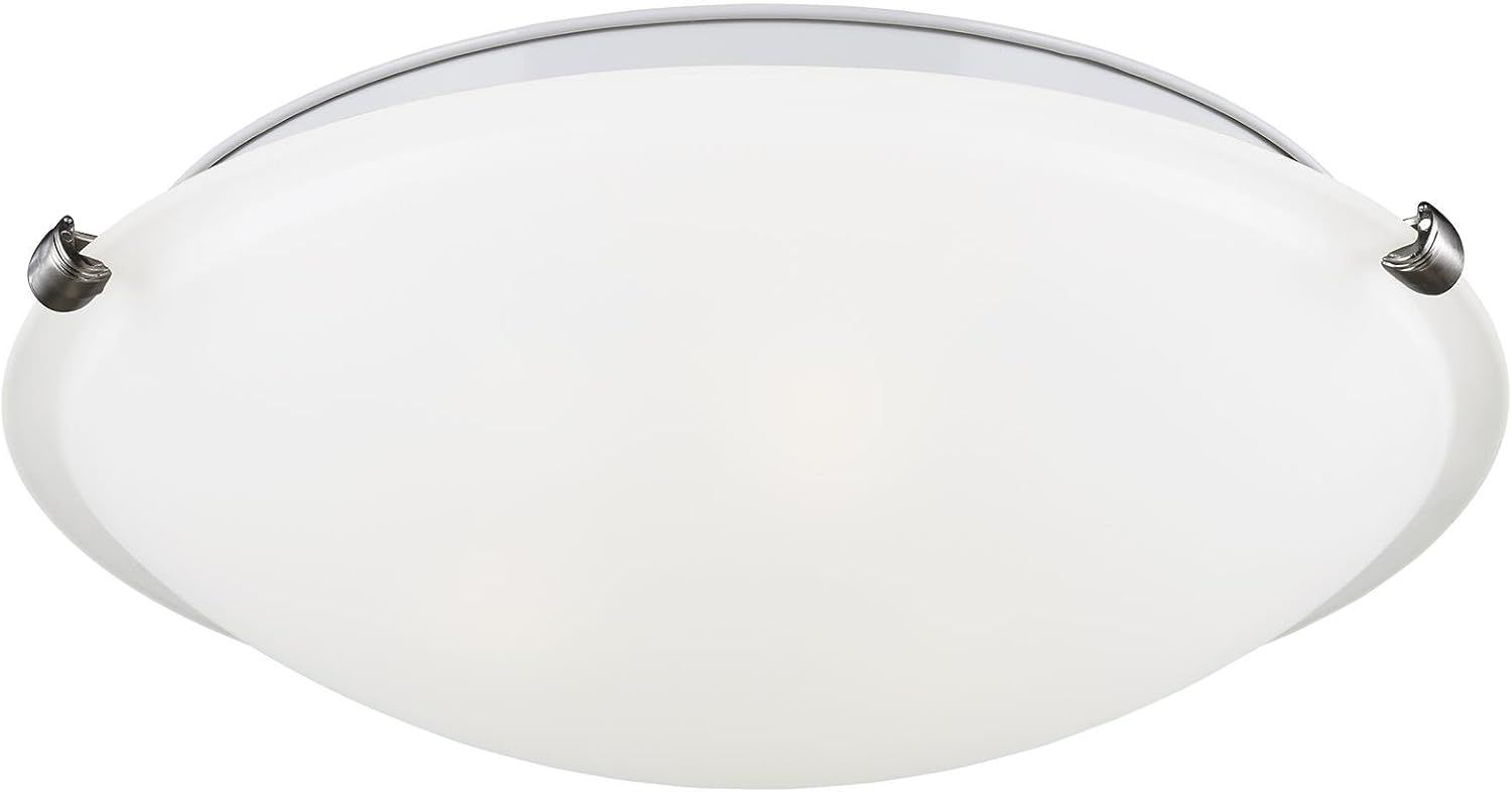 Brushed Nickel LED Flush Mount Ceiling Light with Satin Etched Glass