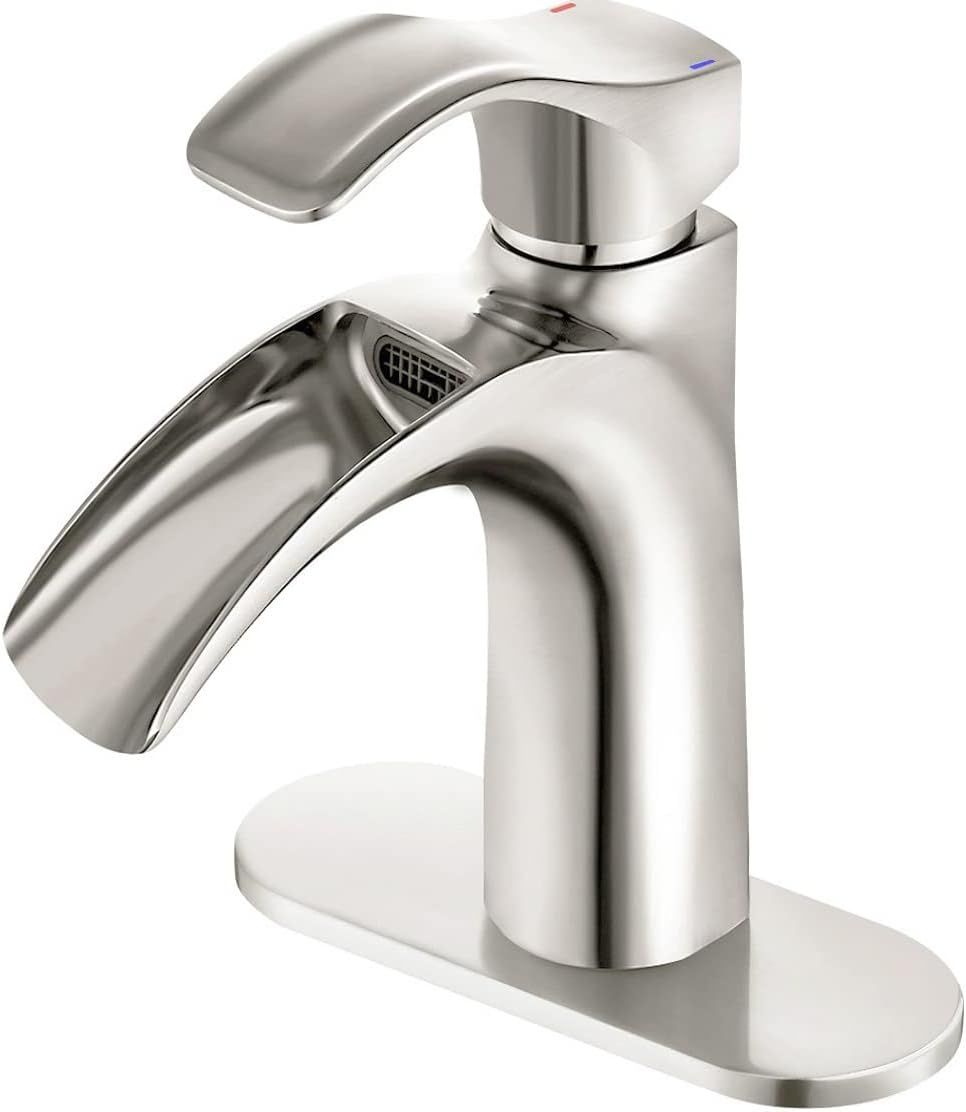 Brushed Nickel Waterfall Single Handle Bathroom Faucet