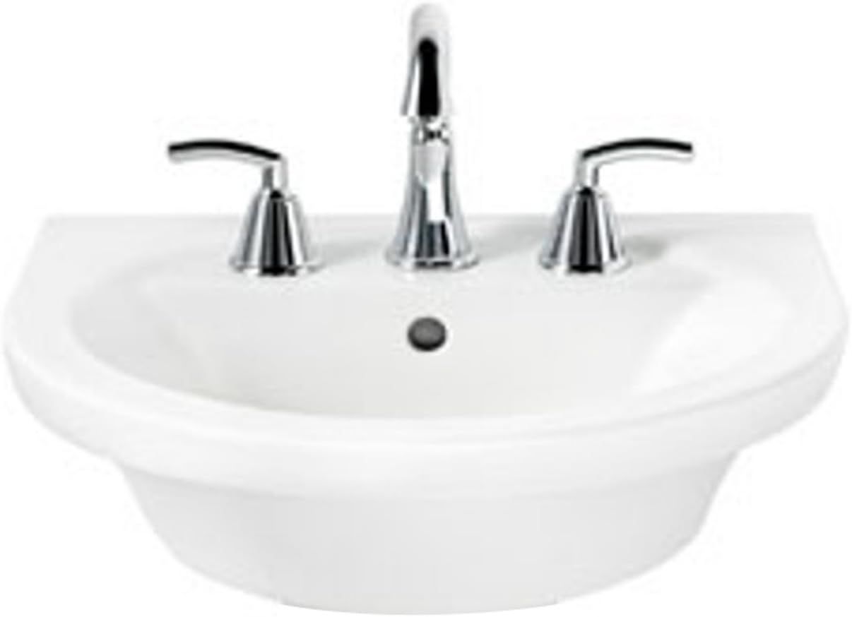 White Ceramic Oval Pedestal Bathroom Sink