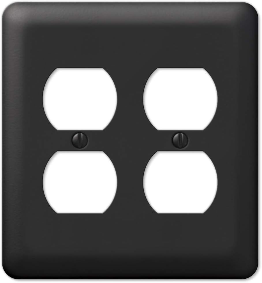 Black Steel Double Duplex 2-Gang Wall Plate