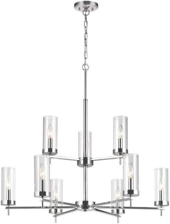 Zire Chrome 9-Light Chandelier with Clear Glass Shades