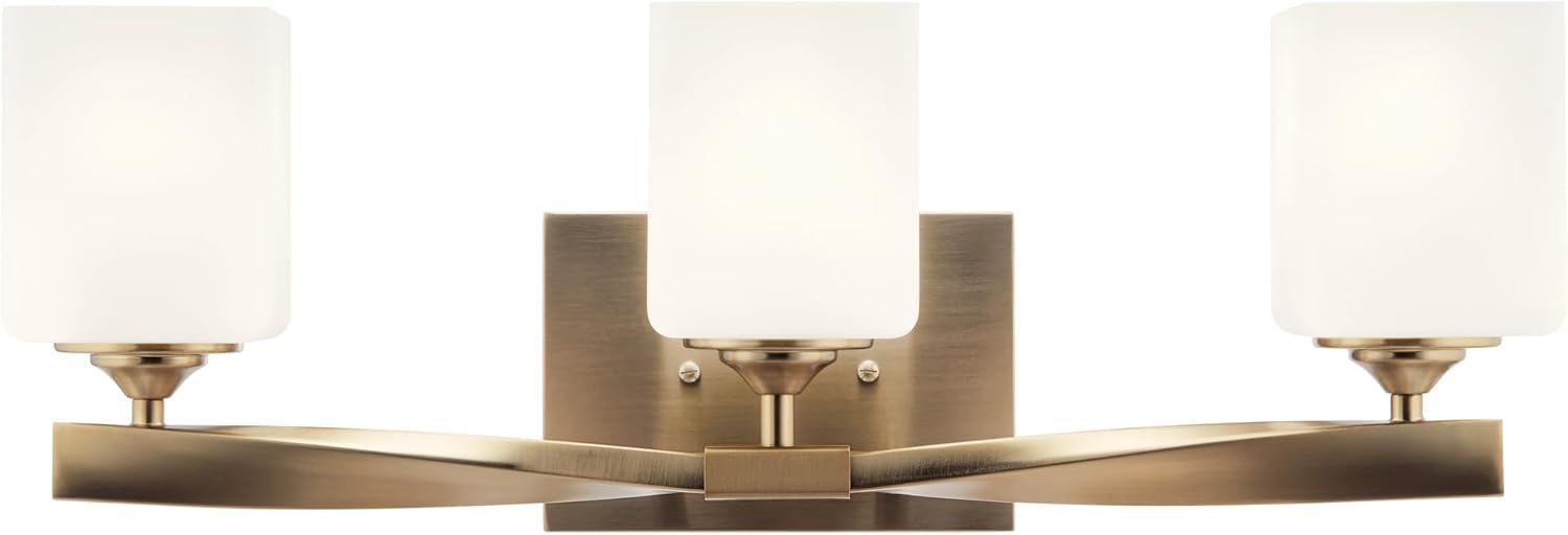 Champagne Bronze 3-Light Vanity with Satin Etched Glass