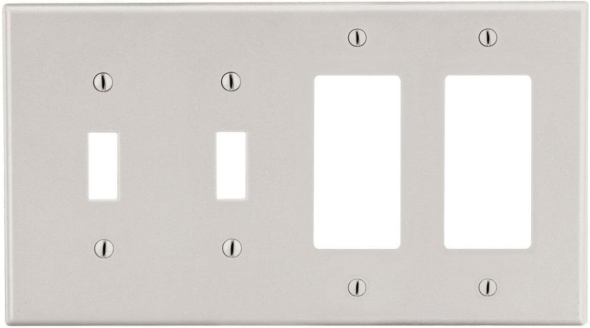 Light Almond 4-Gang Satin Polycarbonate Wall Plate