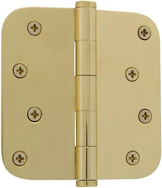 4 x 4 Inch Unlacquered Brass Button Tip Residential Door Hinge